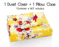 DaDa Bedding Sunshine Yellow Hummingbird Floral Duvet Cover Set