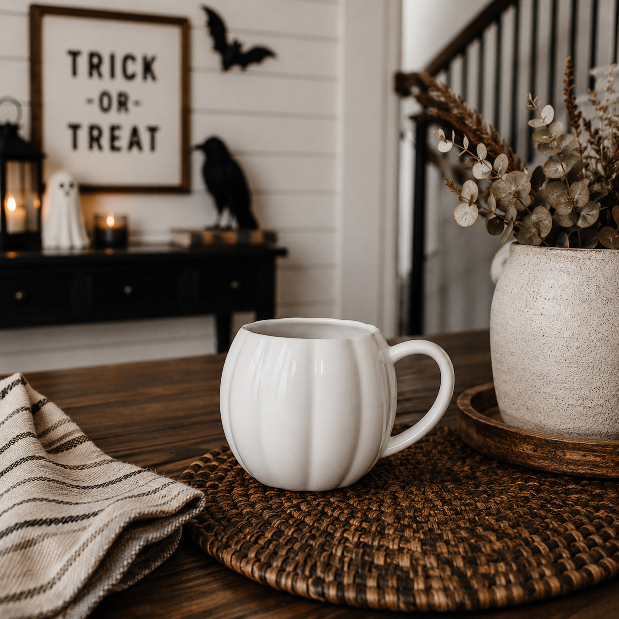 Pumpkin-shaped ceramic mug