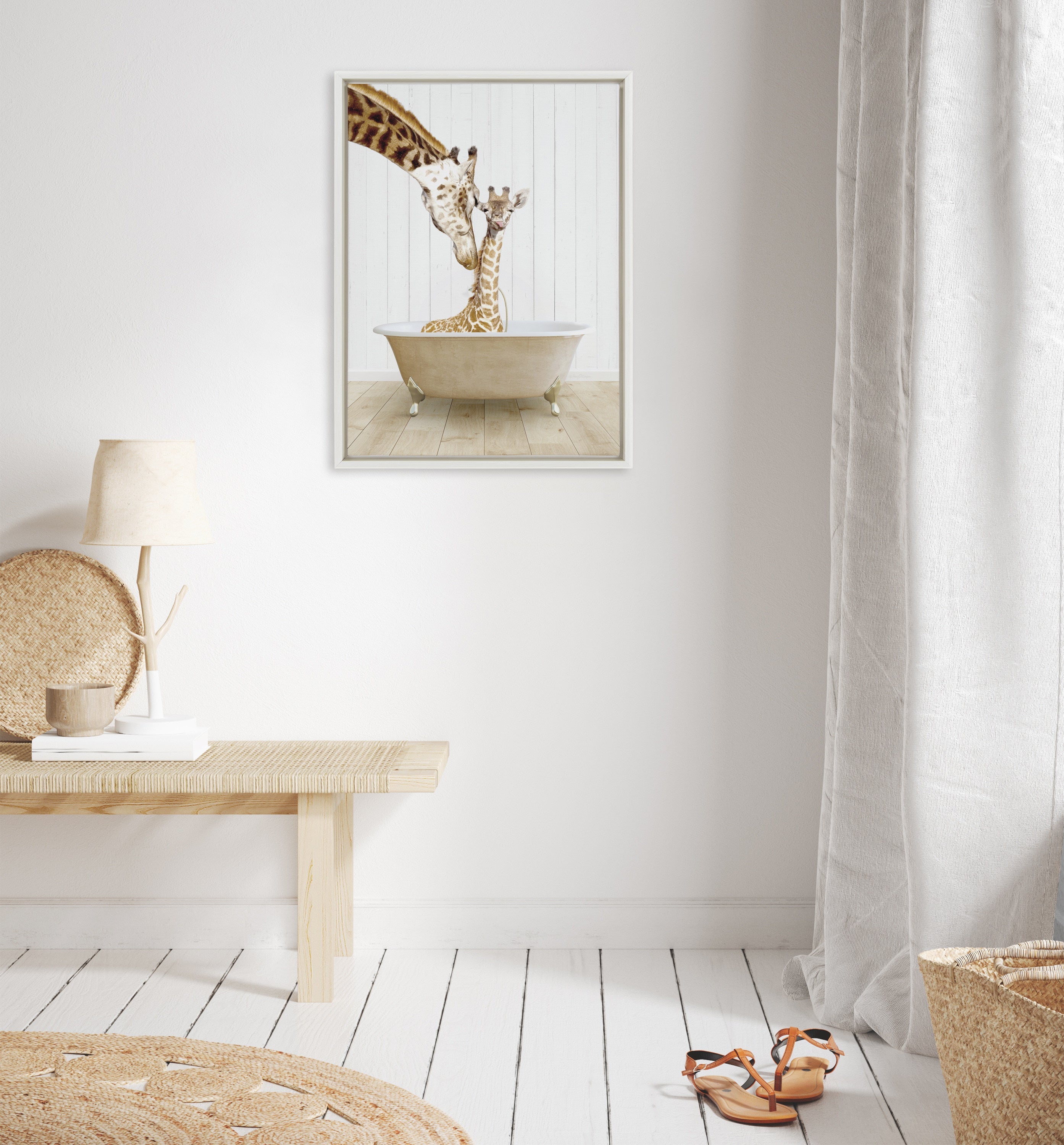 Sylvie Mother and Baby Giraffe Framed Canvas – alternate product view