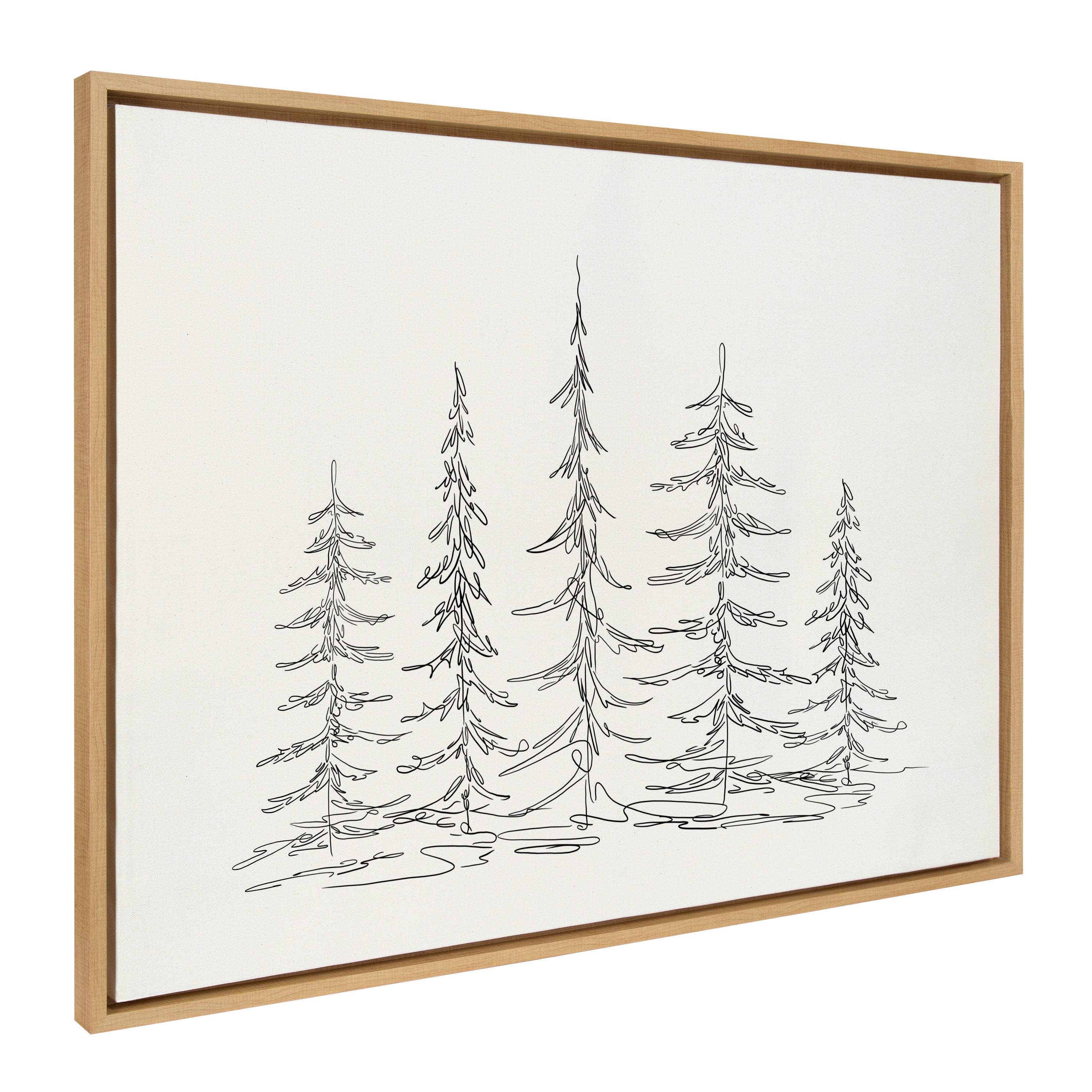 Sylvie Minimalist Evergreen Trees Framed Canvas Art