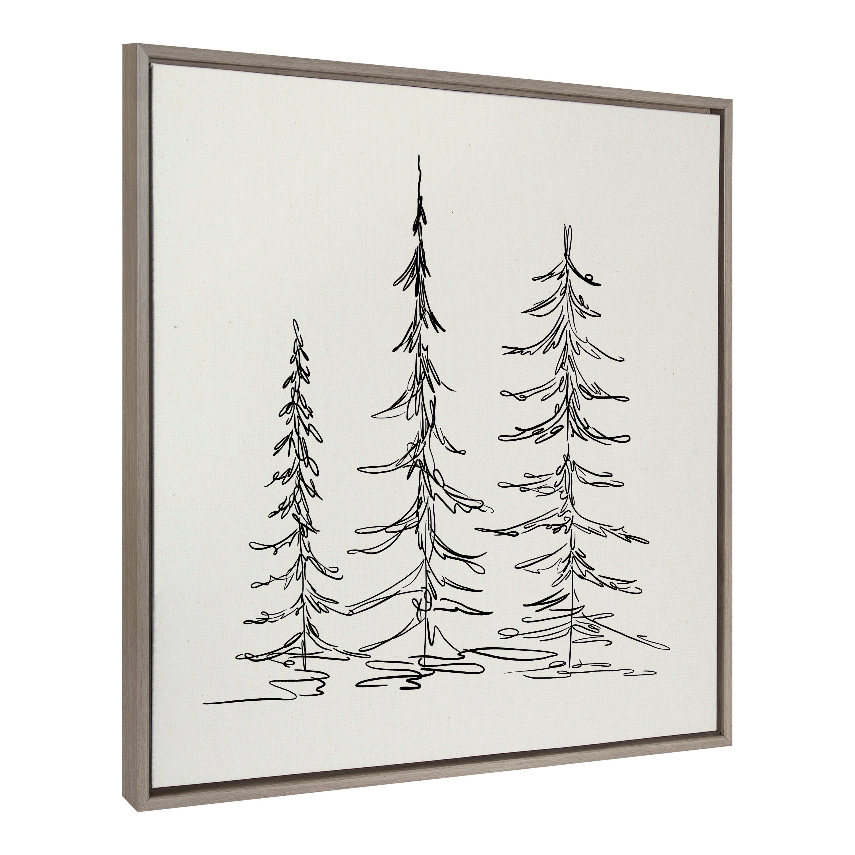Sylvie Minimalist Evergreen Trees Framed Canvas Art