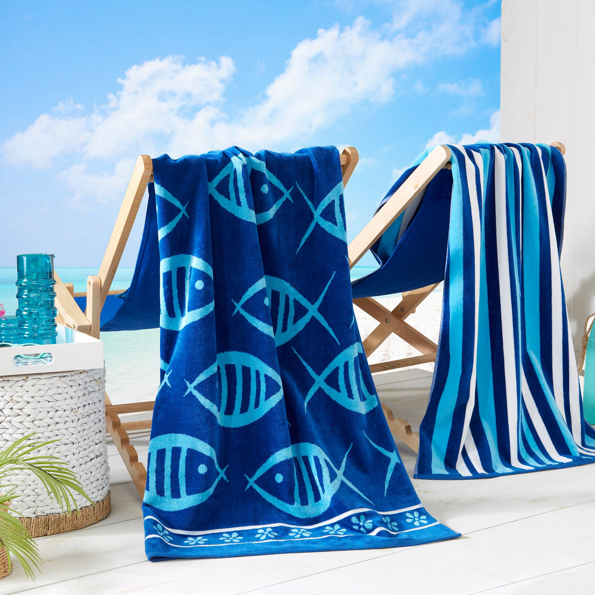 Maui Cotton Velour Printed Beach Towels