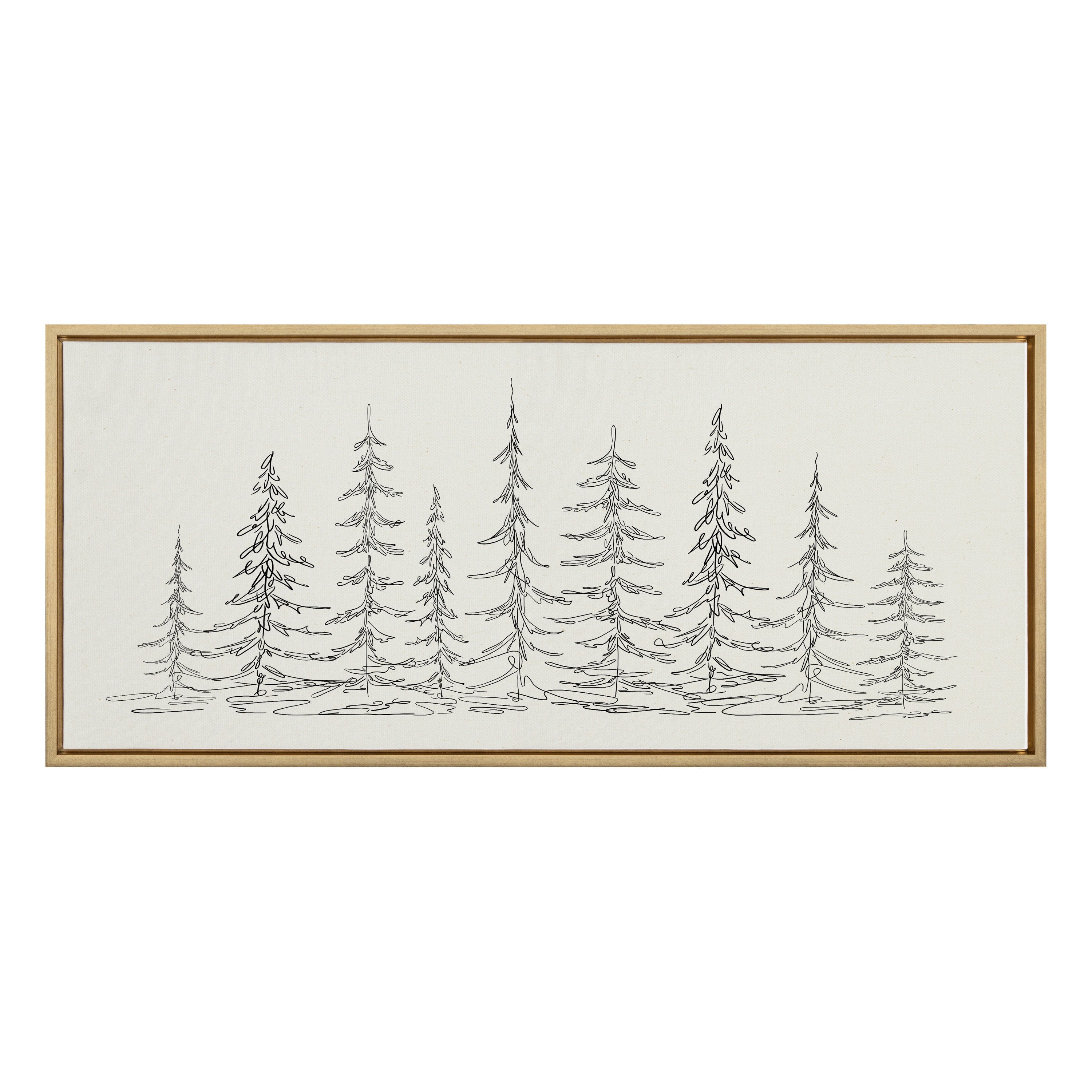 Sylvie Minimalist Evergreen Trees Framed Canvas Art