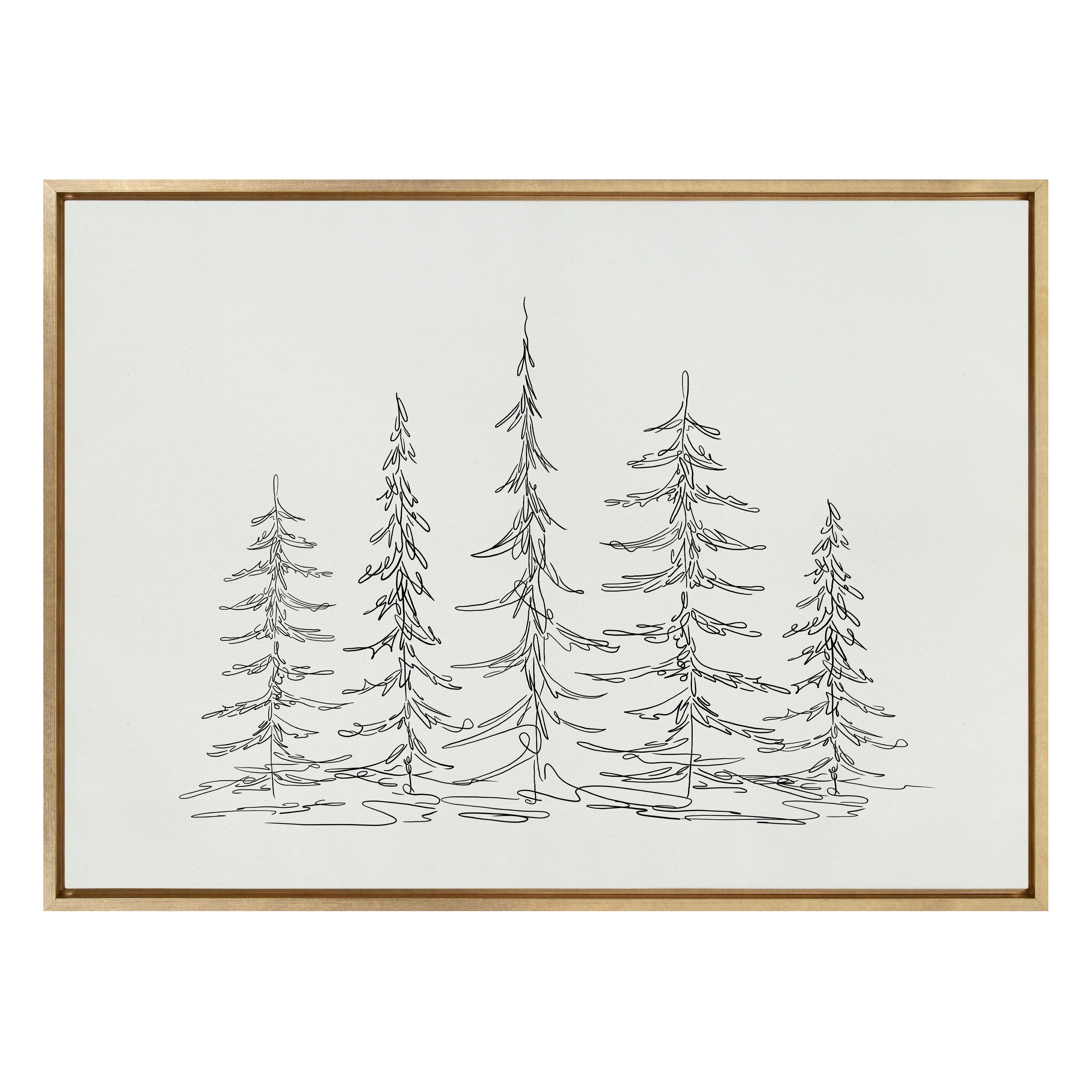 Sylvie Minimalist Evergreen Trees Framed Canvas Art