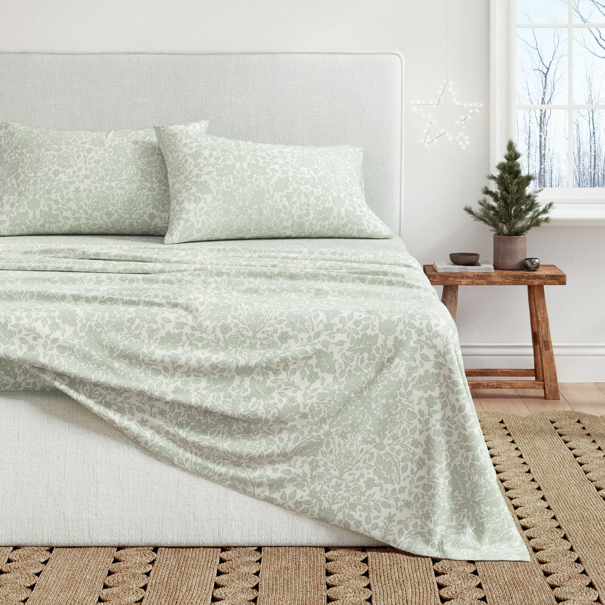 Winter Floral Turkish Cotton Flannel Sheet Set