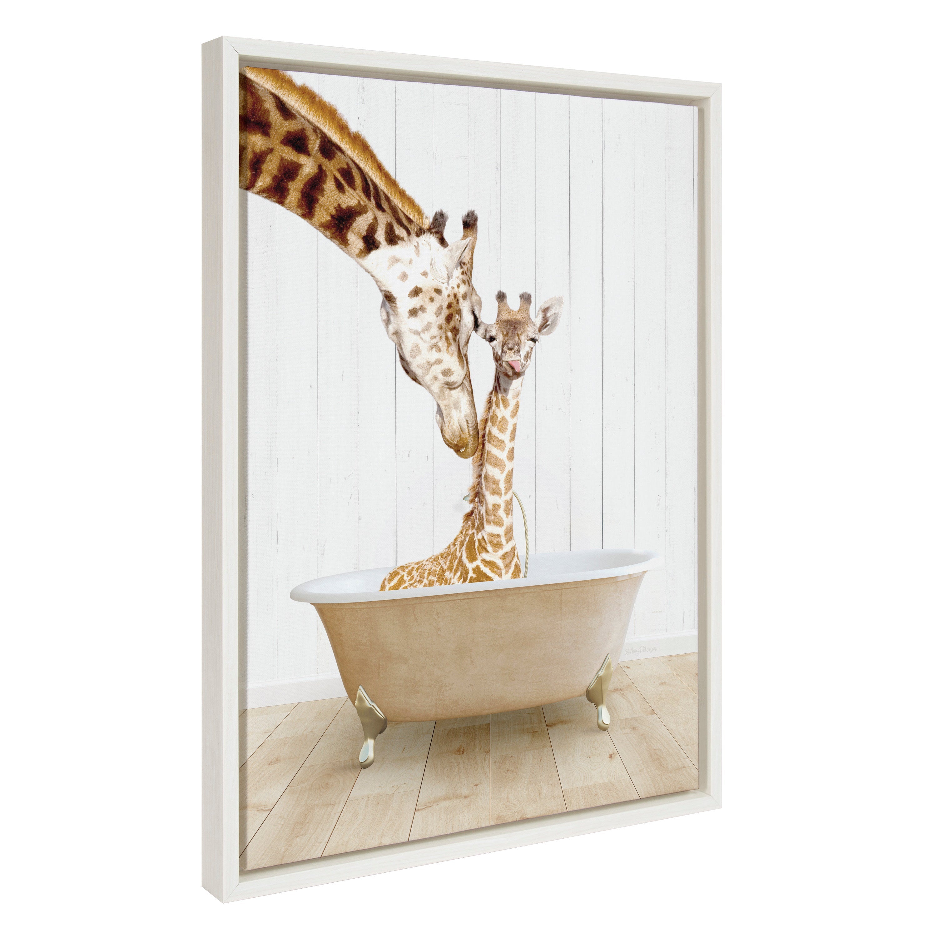 Sylvie Mother and Baby Giraffe Framed Canvas – alternate product view