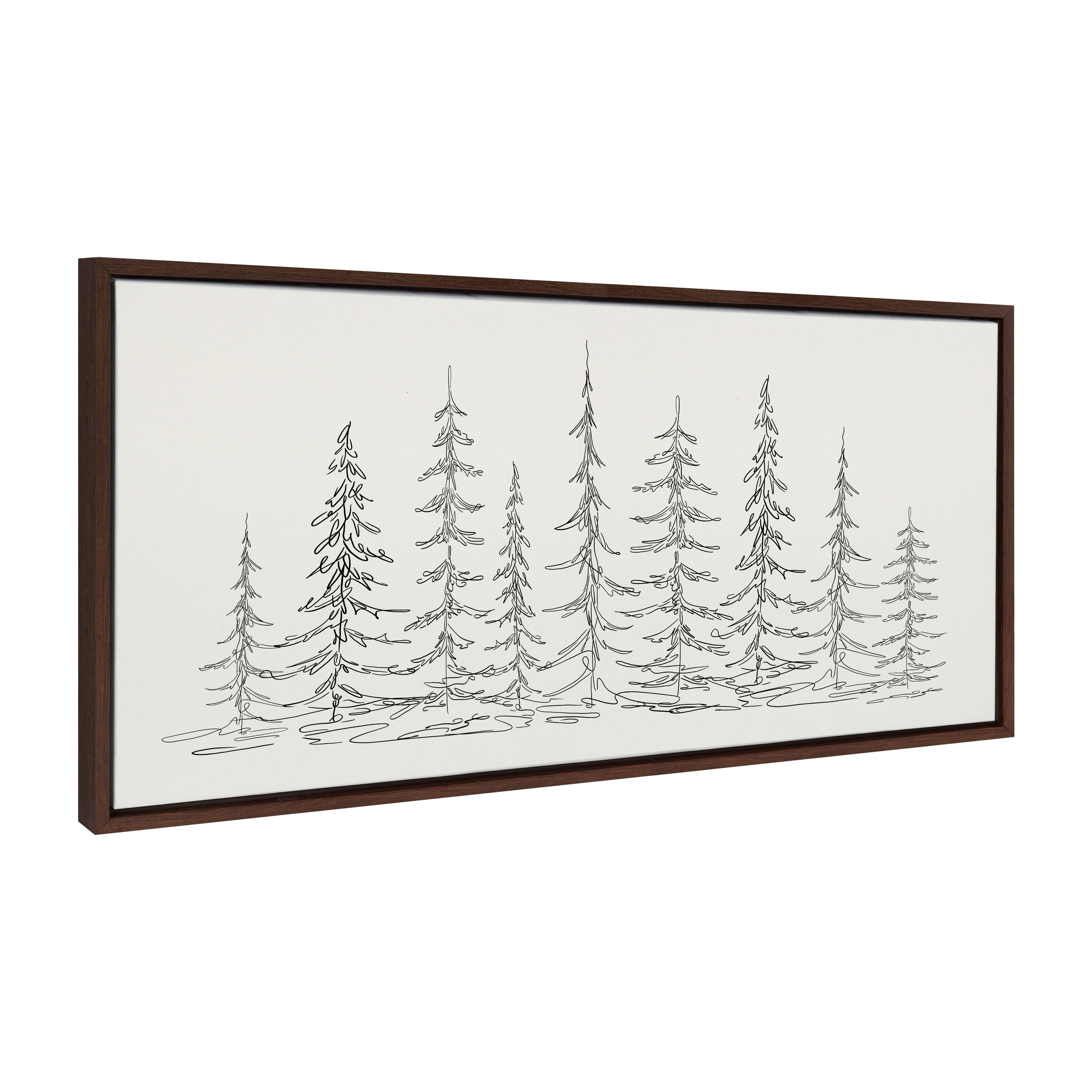 Sylvie Minimalist Evergreen Trees Framed Canvas Art