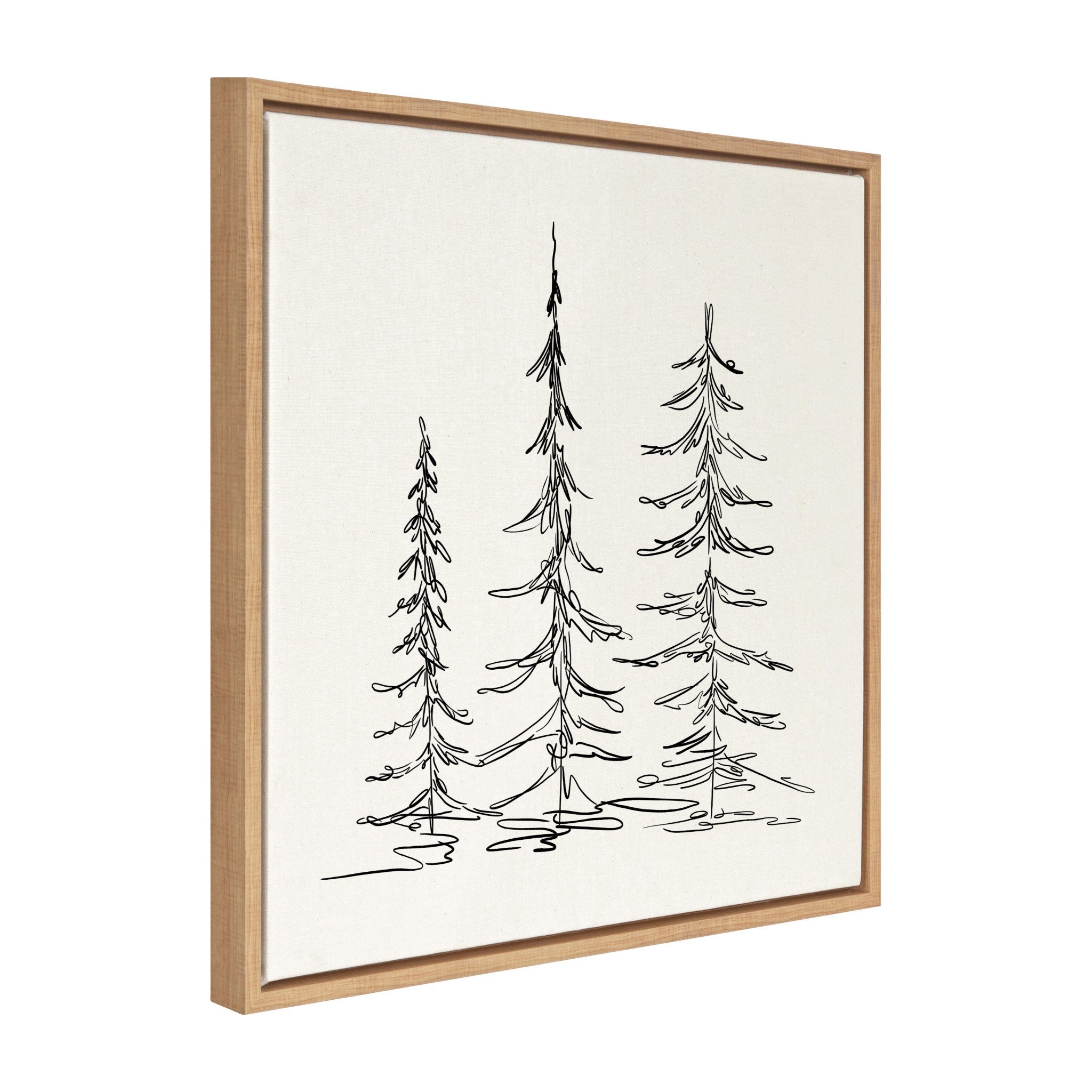 Sylvie Minimalist Evergreen Trees Framed Canvas Art