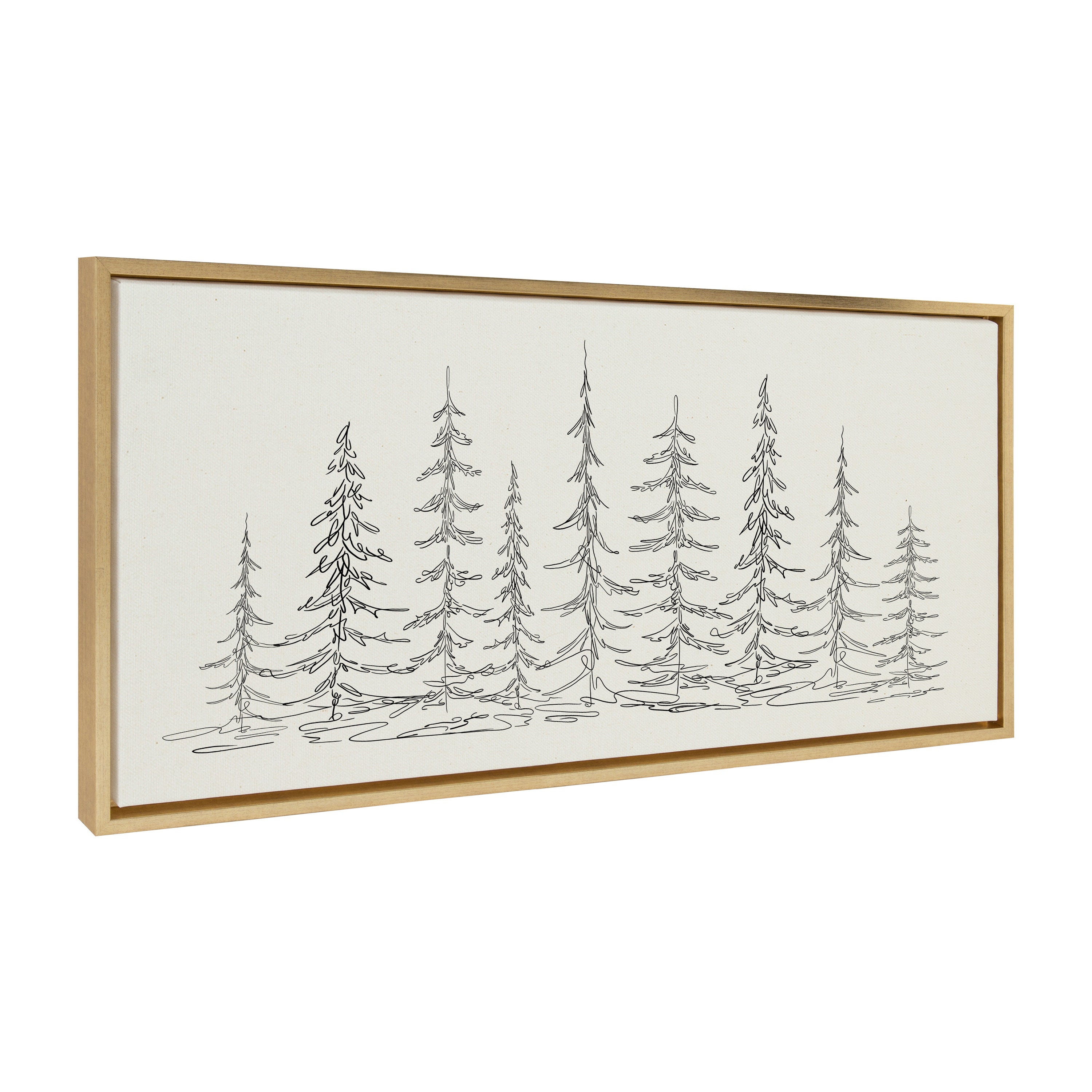 Sylvie Minimalist Evergreen Trees Framed Canvas Art