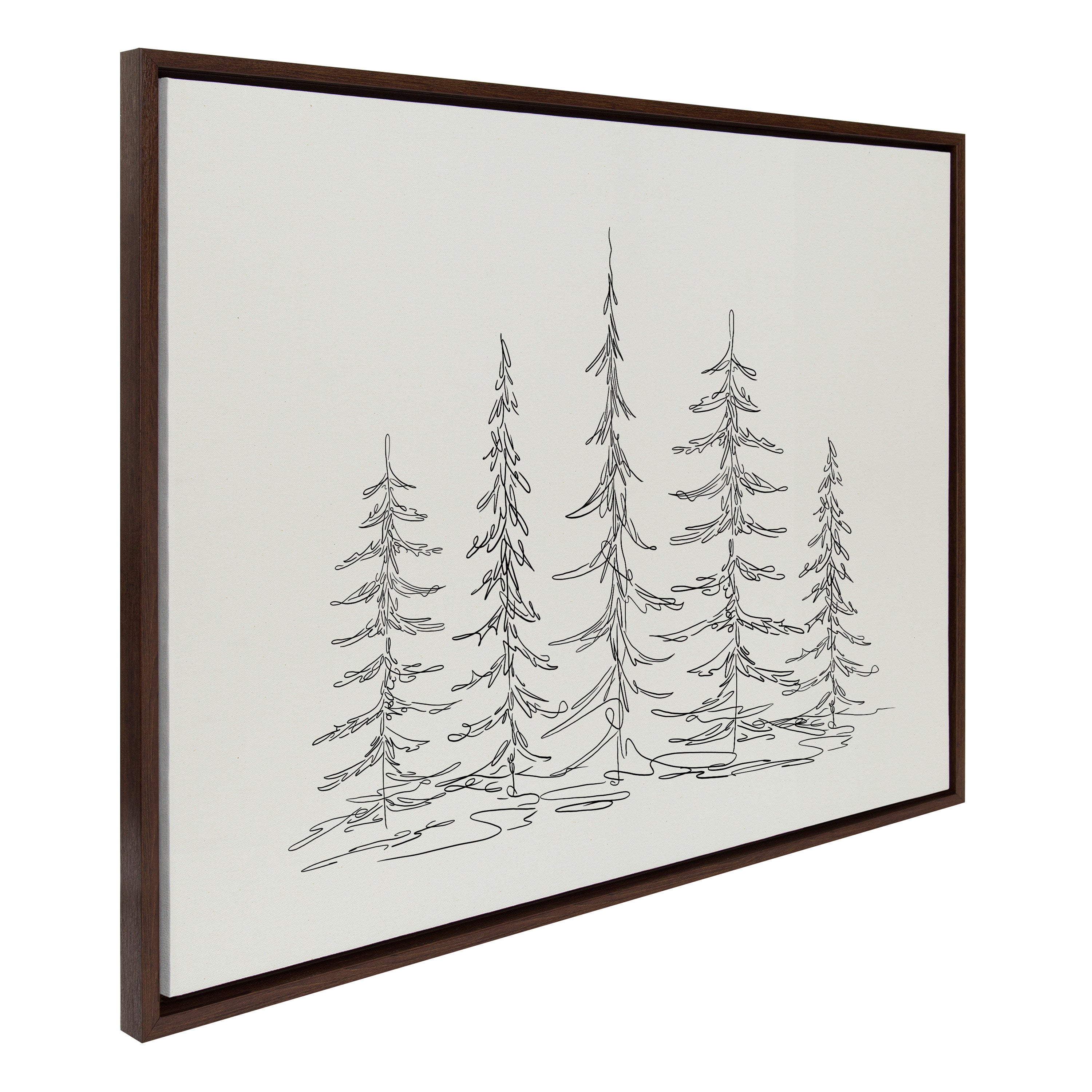 Sylvie Minimalist Evergreen Trees Framed Canvas Art