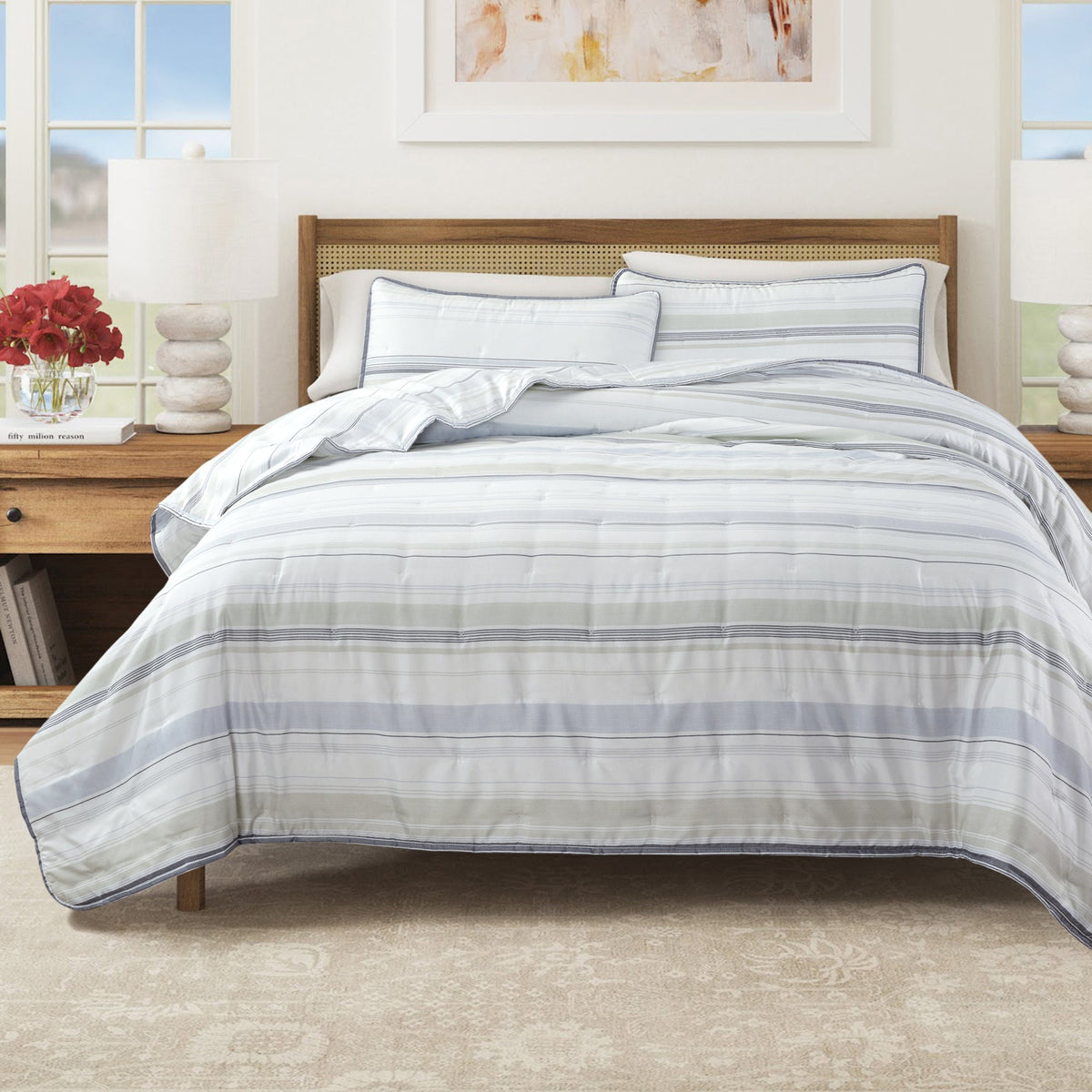 Dot Hemmed Stitched Quilt Set