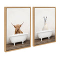 Sylvie Highland Cow & Llama 2-Piece Framed Canvas Art Set