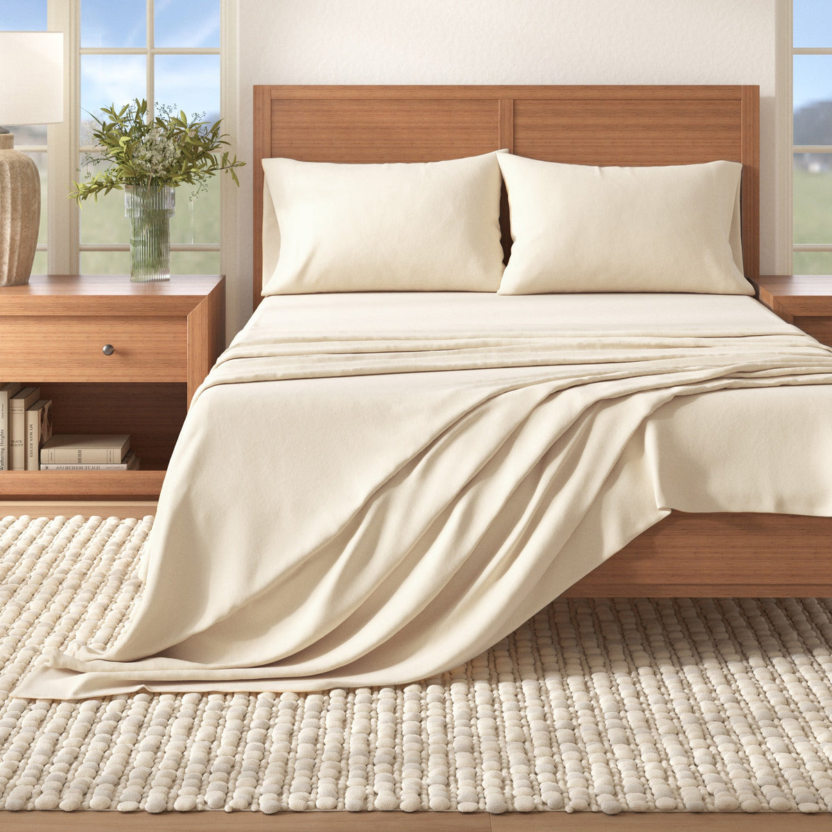 Nordic Solid Cotton Flannel Sheet Set