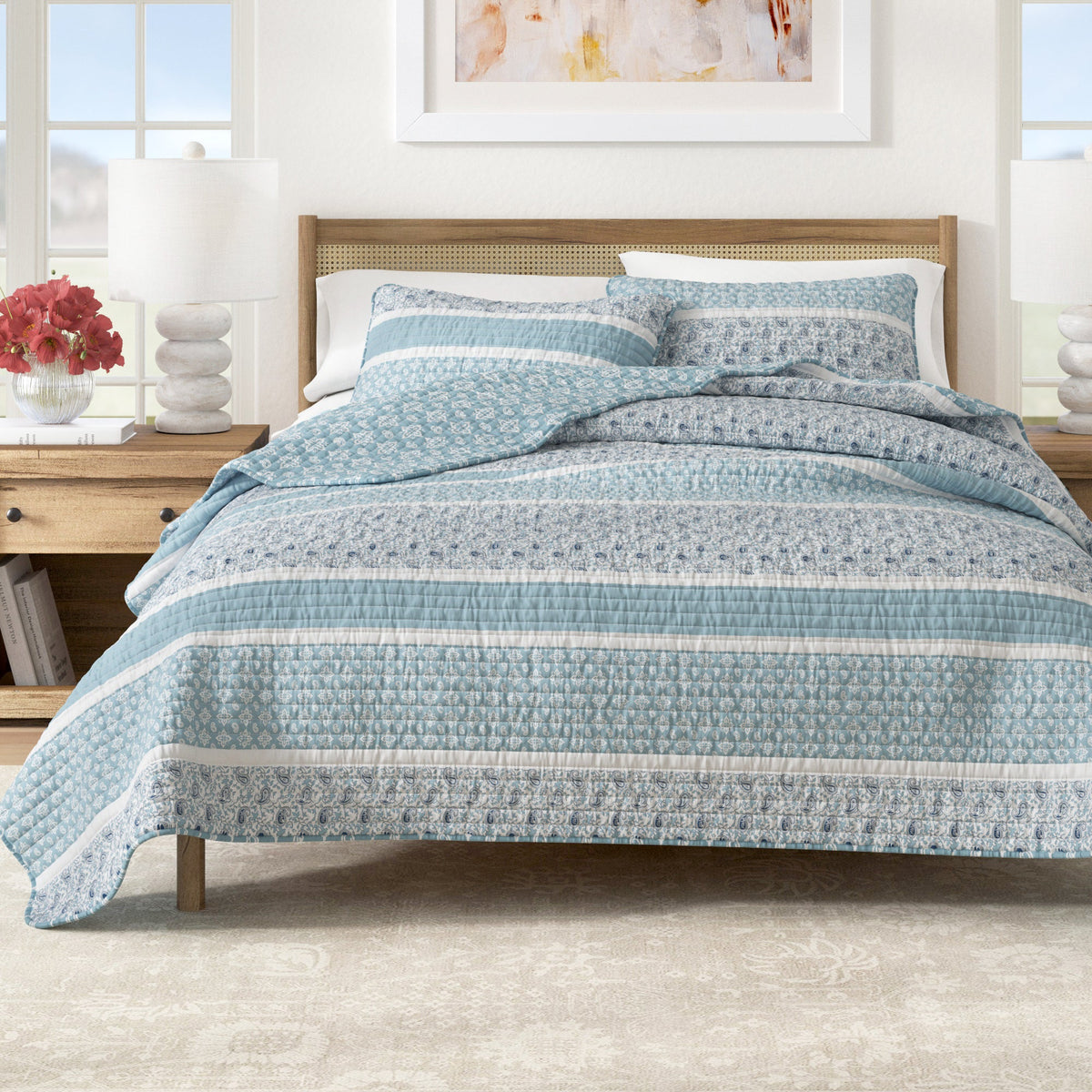 Kadi Paisley Stripe Reversible Quilt Set